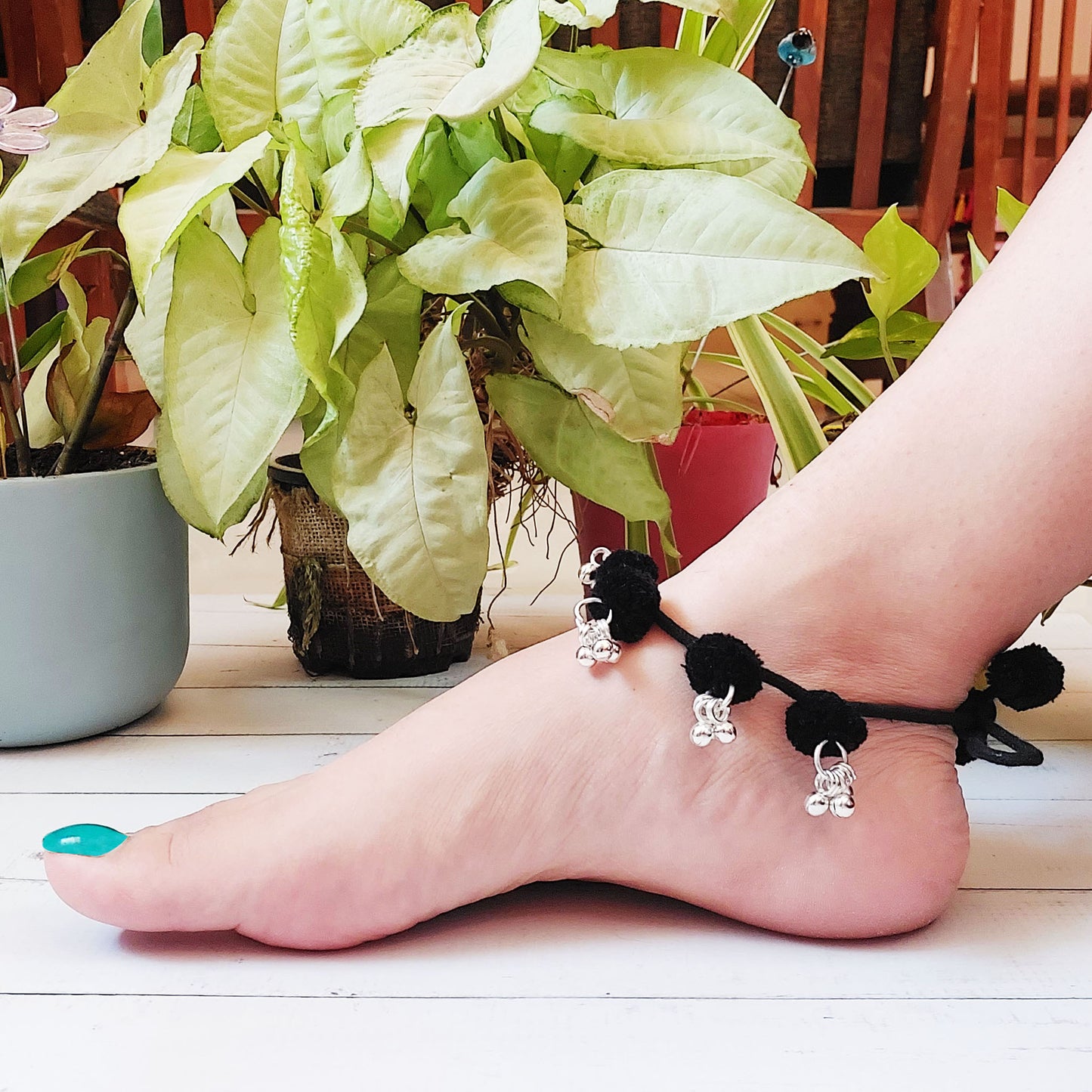 Edgy Black Anklet