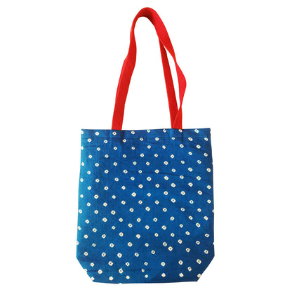 Blue Bandhej Mirror Tote