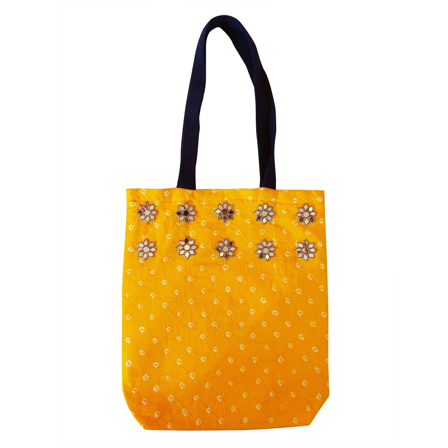 Yellow Bandhej Mirror Tote