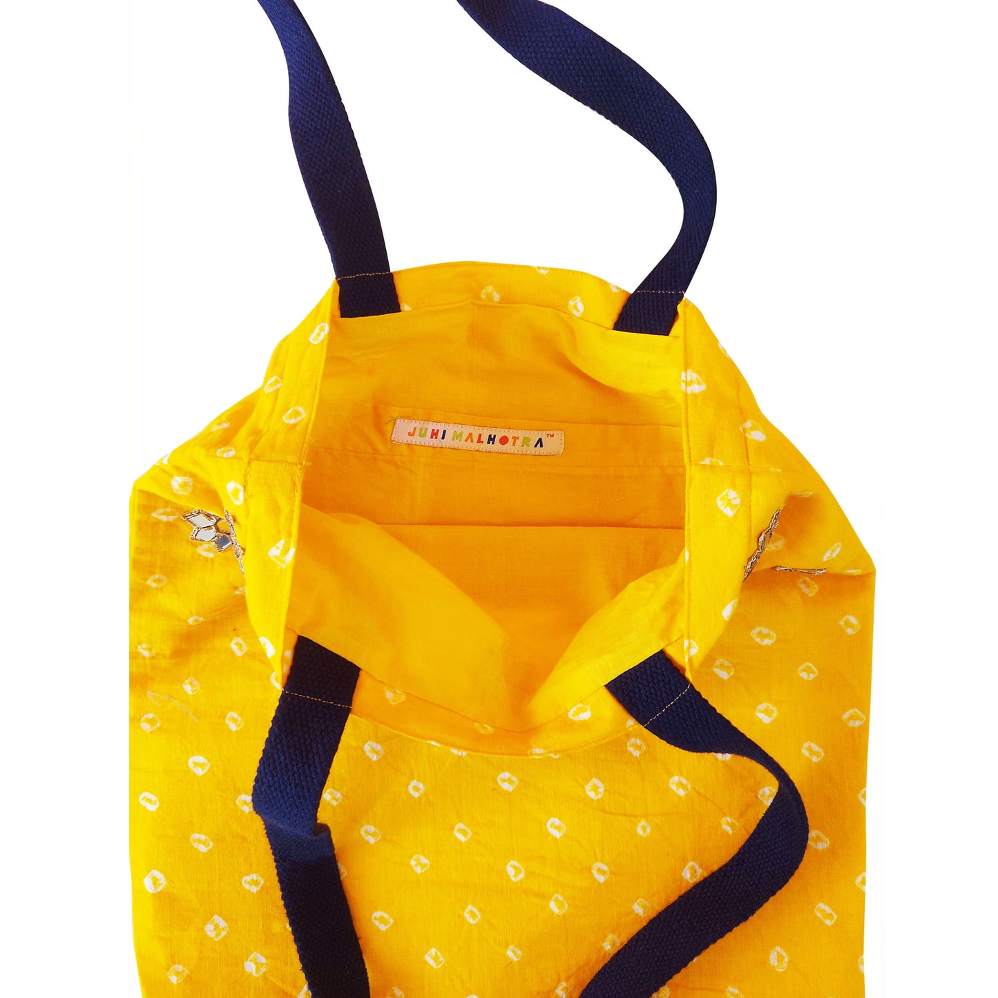 Yellow Bandhej Mirror Tote