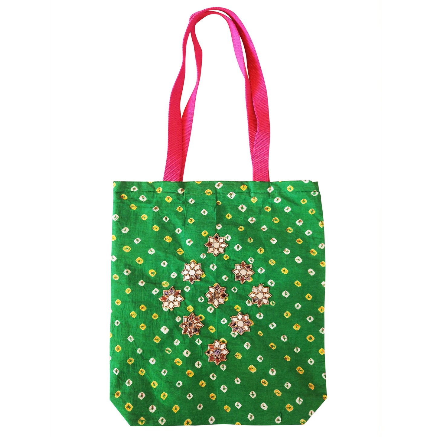 Green Bandhej Mirror Tote