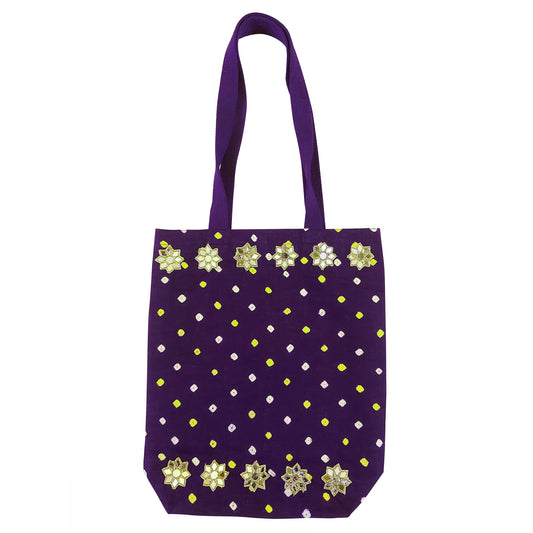 Purple Bandhej Mirror Tote