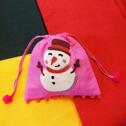 Pink Snowman Potli