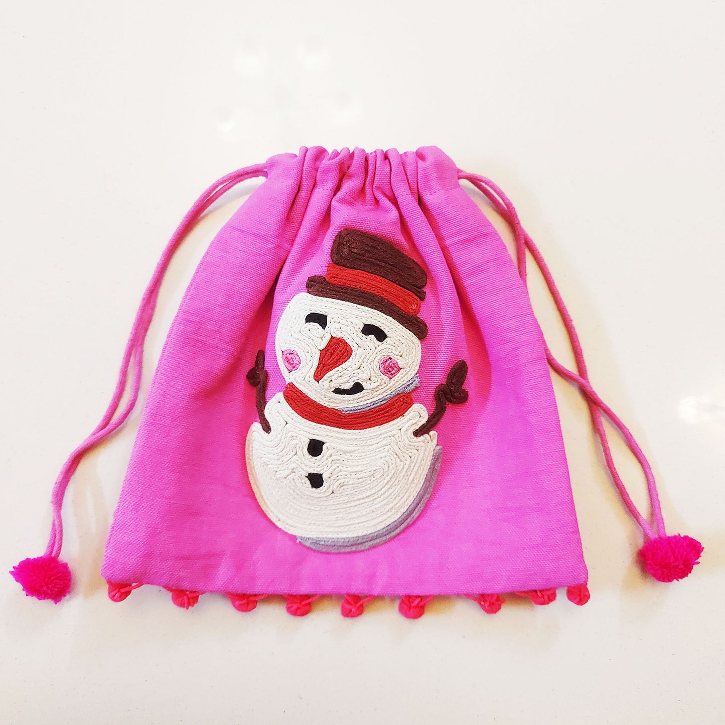 Pink Snowman Potli