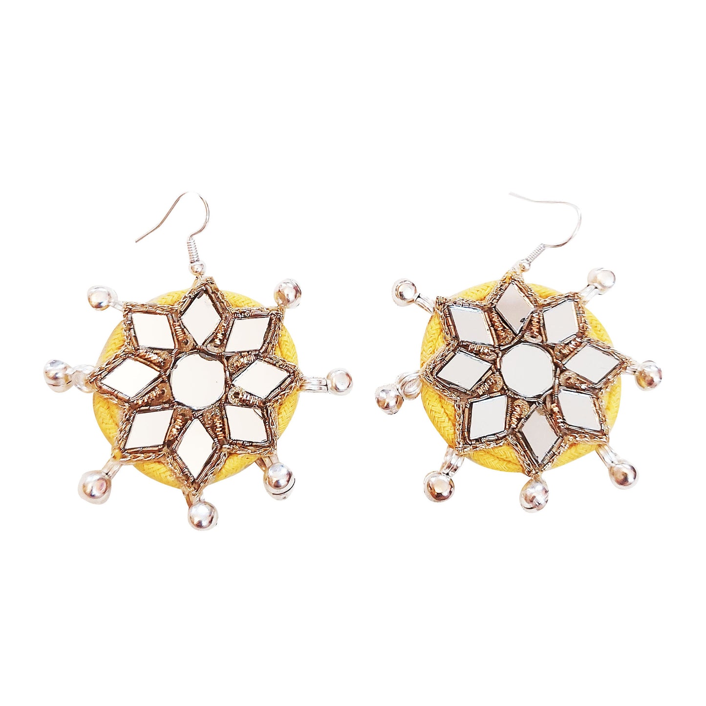 Yellow circle mirror earrings