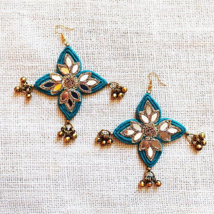 Teal Mirror Danglers