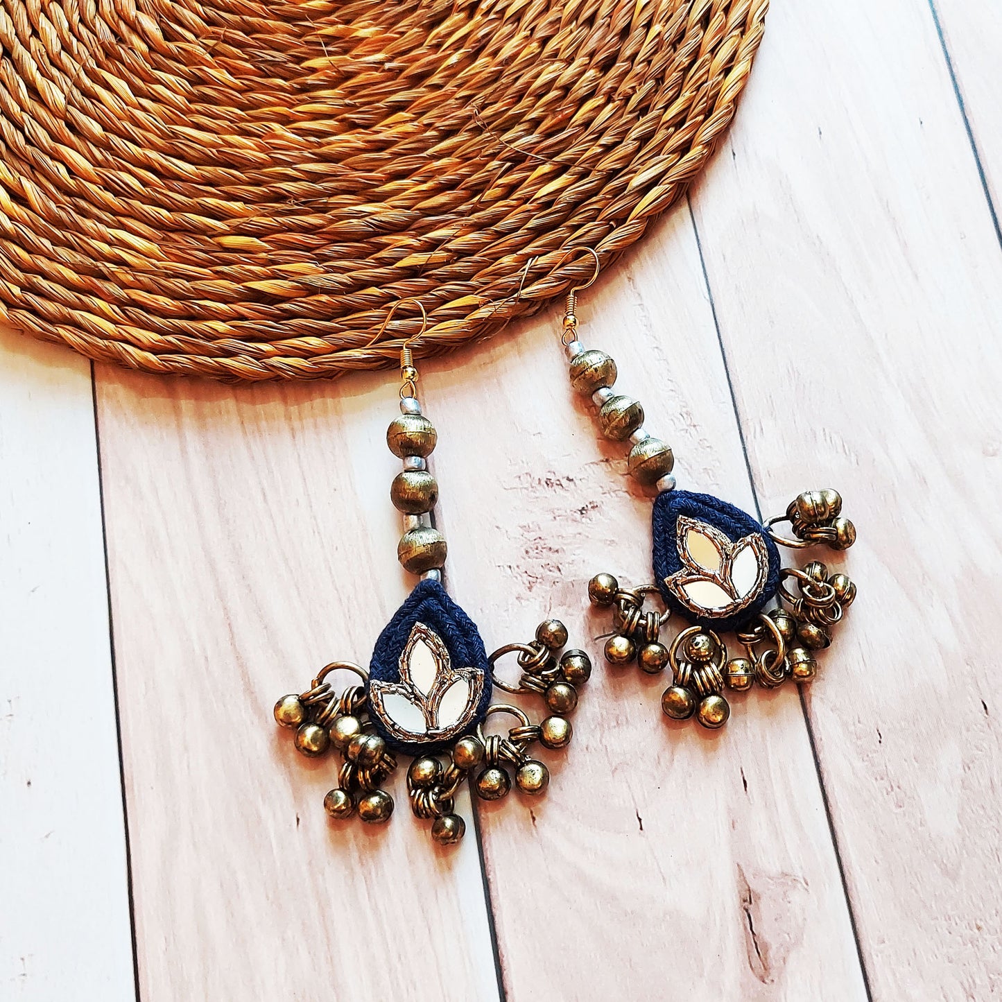 Indigo beaded danglers