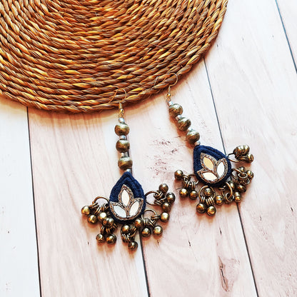 Indigo beaded danglers