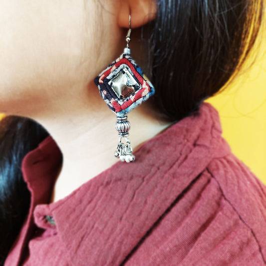 Black Red Ethnic Earrings