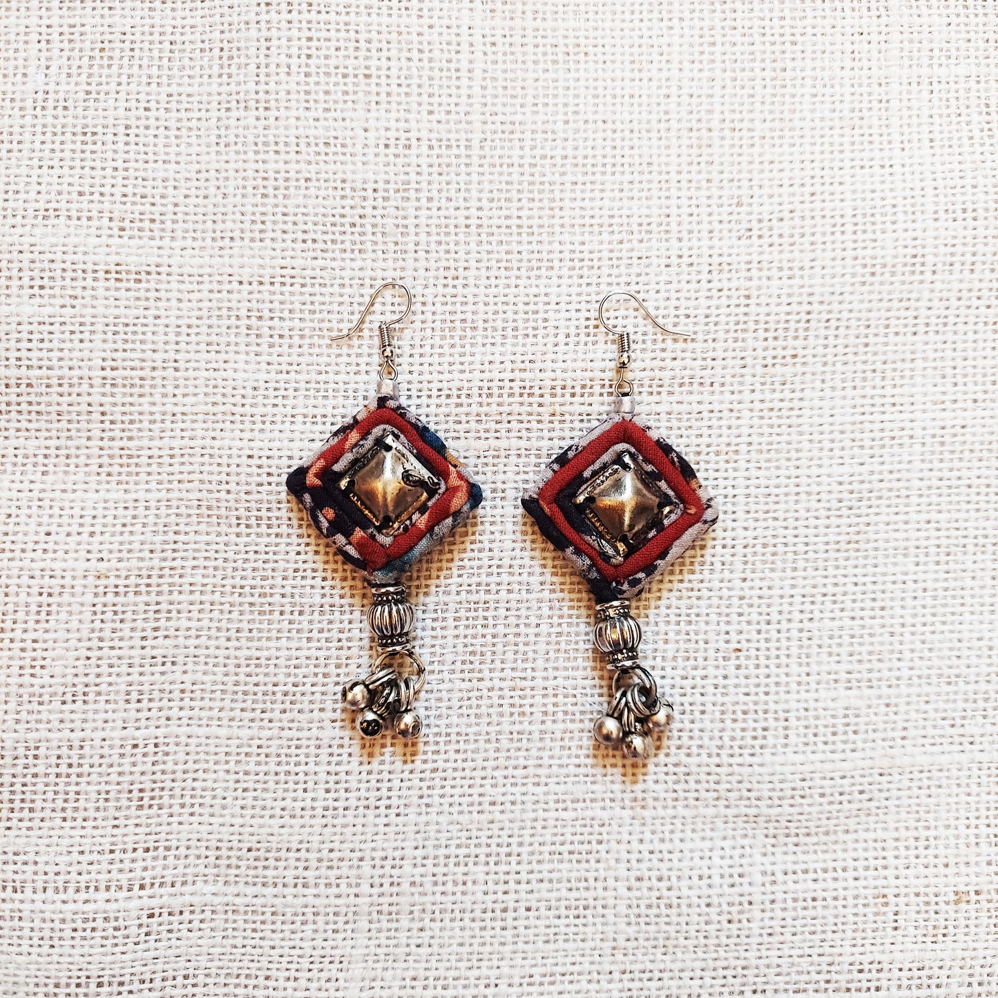 Black Red Ethnic Earrings