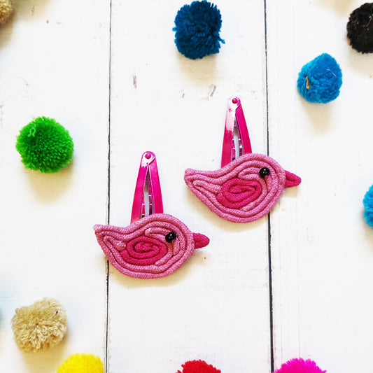 Pink Birdie Hair Clips