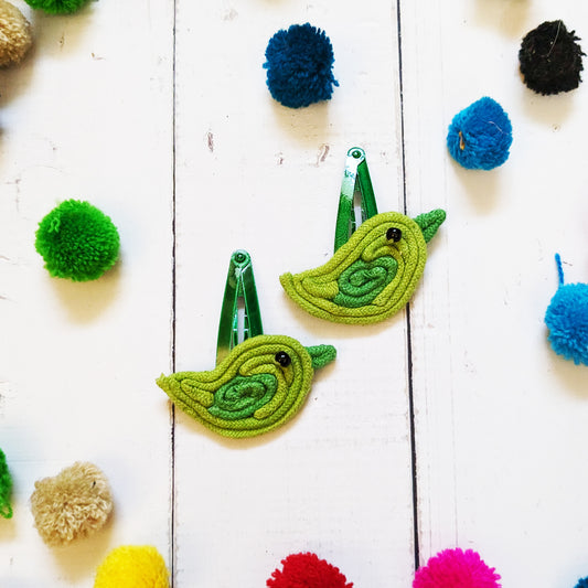 Green Birdie Hair Clips