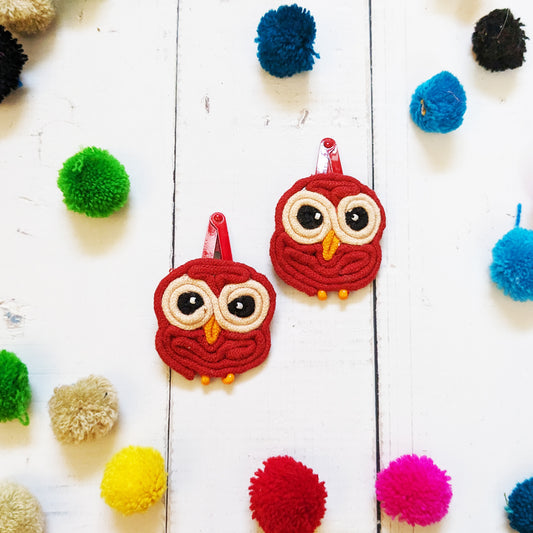 Red Owl Hair Clips