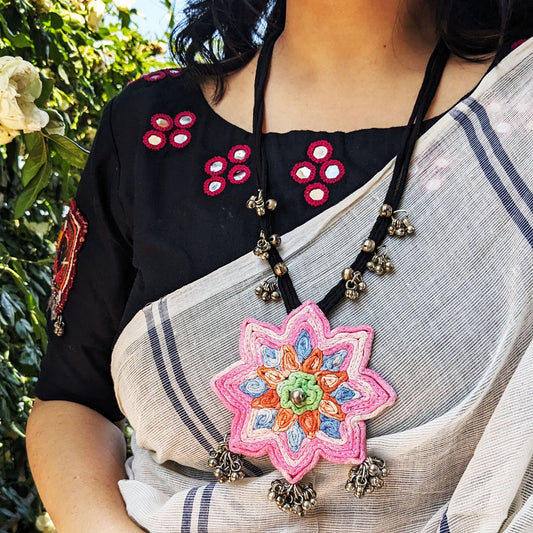 Shaded Pink Mandala Necklace