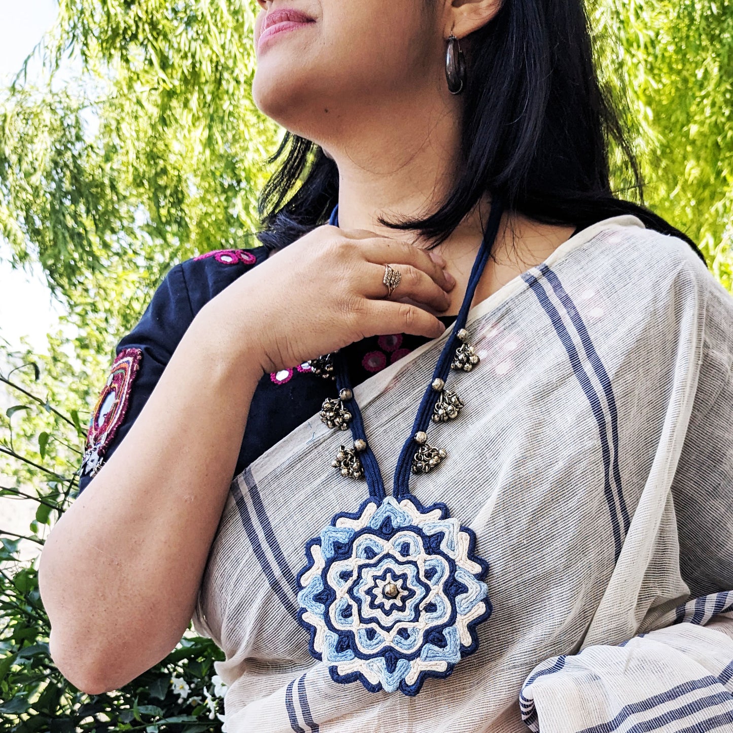 Shaded Blue Mandala Necklace