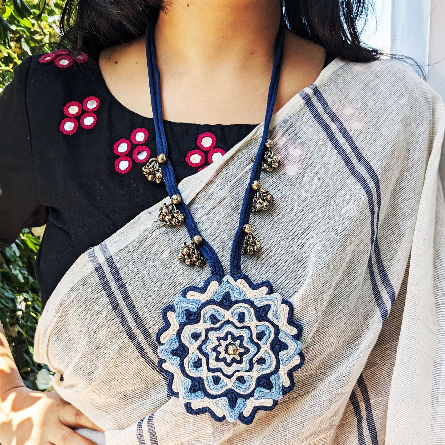 Shaded Blue Mandala Necklace