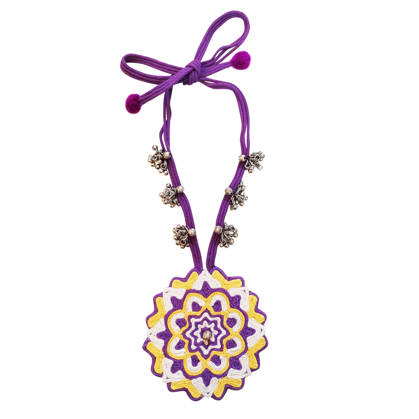 Purple Ghungroo Mandala Necklace