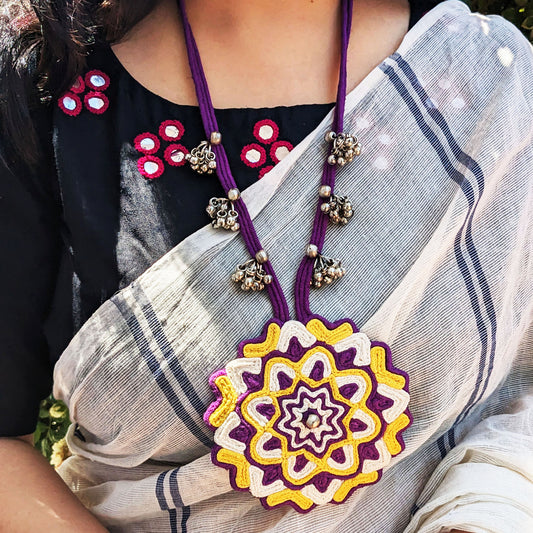 Purple Ghungroo Mandala Necklace