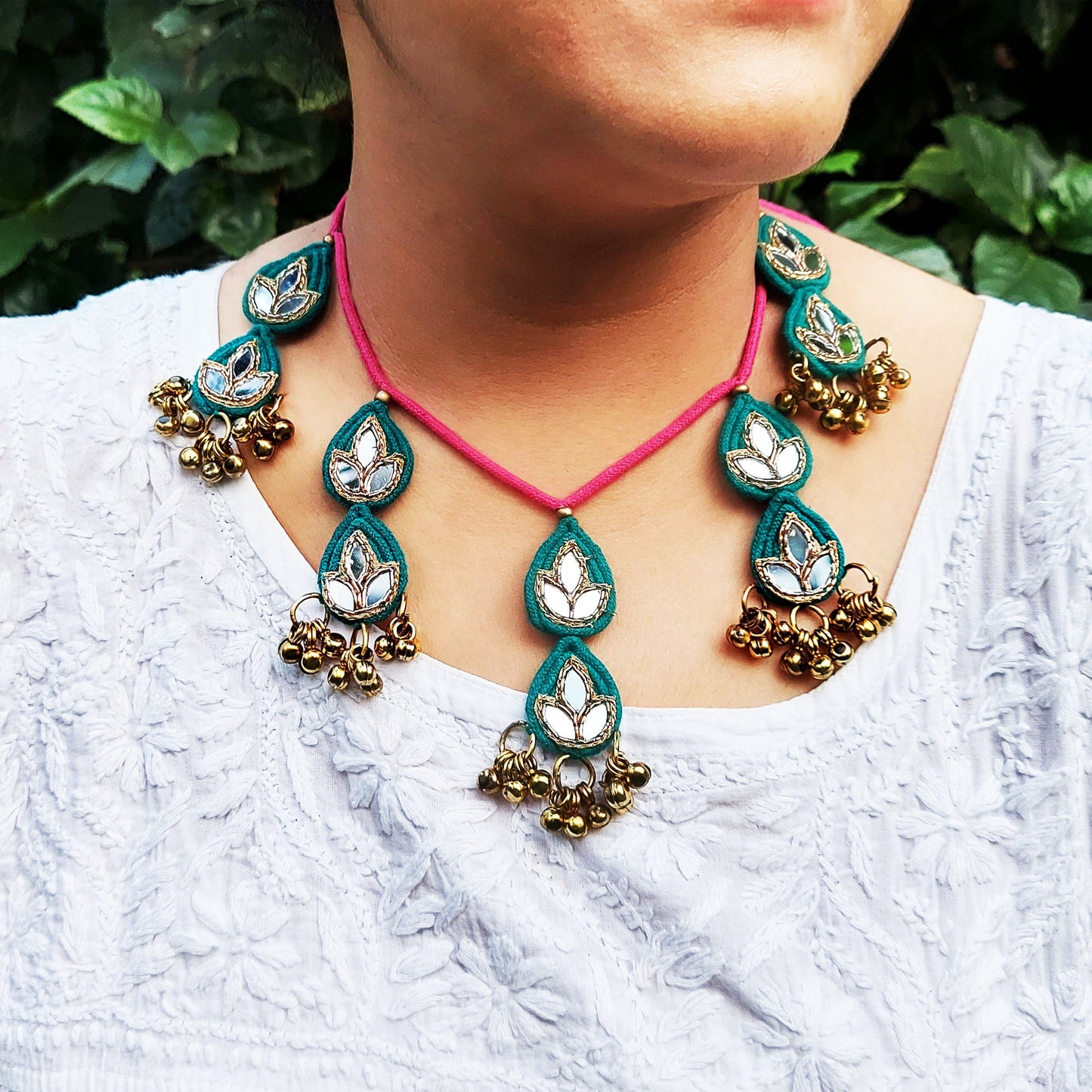 Vibrant Teal Mirror Necklace