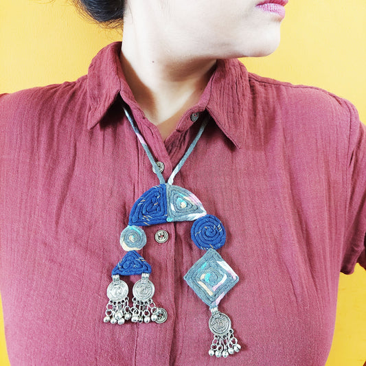 Shades of Blue Ikat Necklace