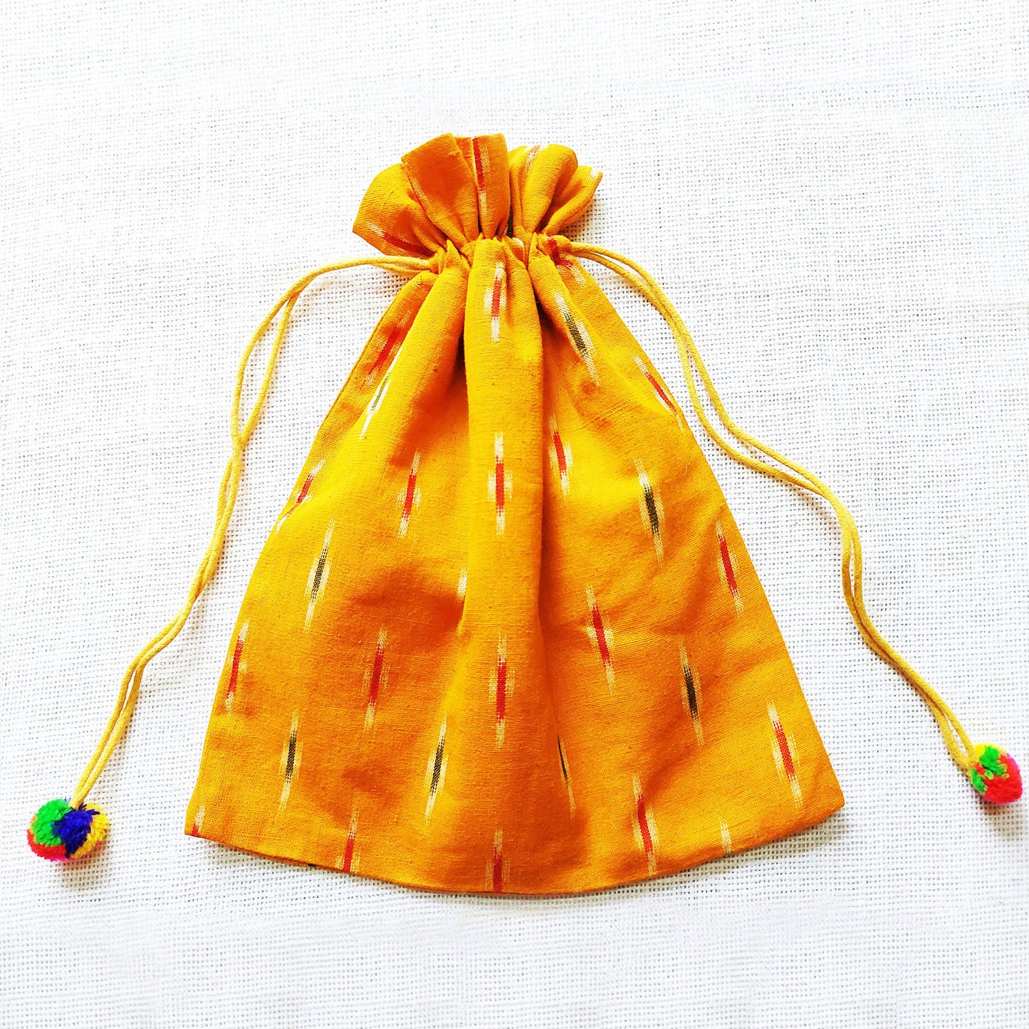 Yellow Ikat Puppet Potli