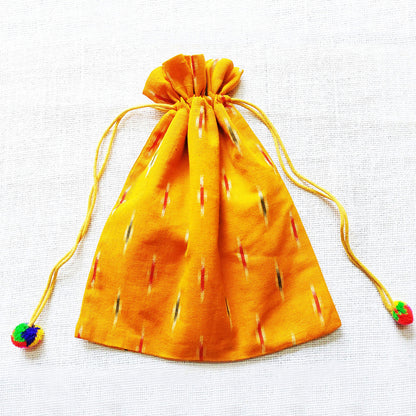 Yellow Ikat Puppet Potli