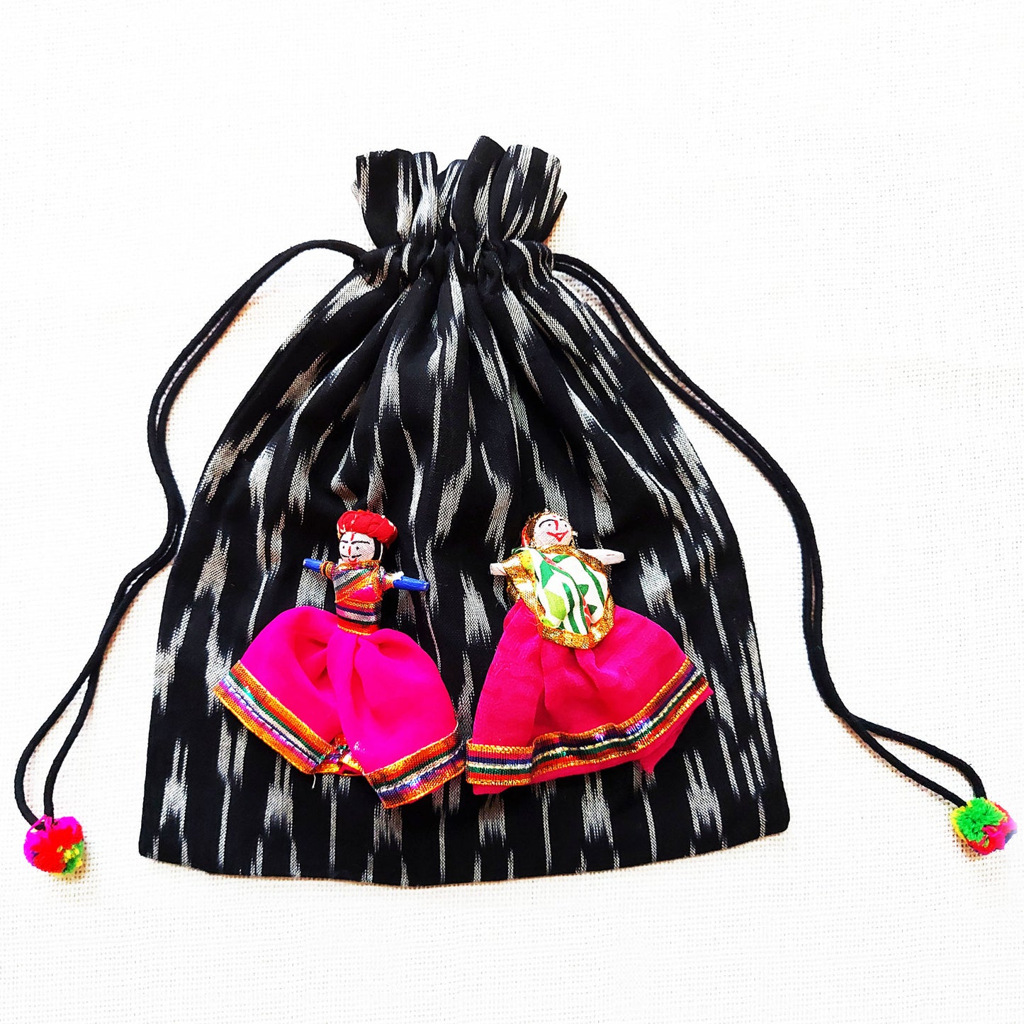 Black Ikat Puppet Potli