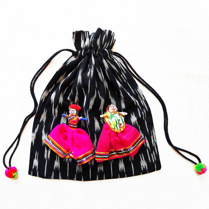 Black Ikat Puppet Potli