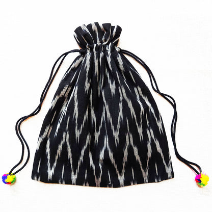 Black Ikat Puppet Potli