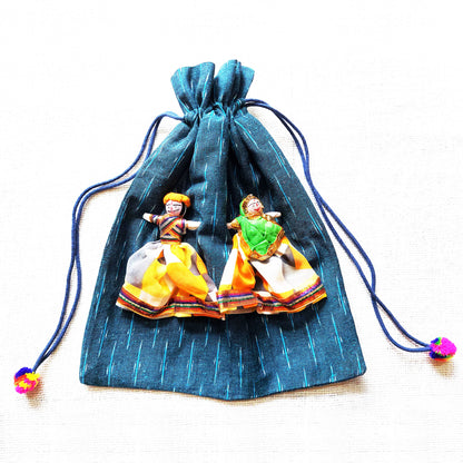 Blue Ikat Puppet Potli