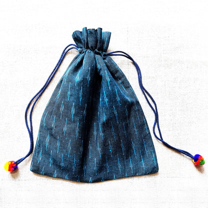 Blue Ikat Puppet Potli