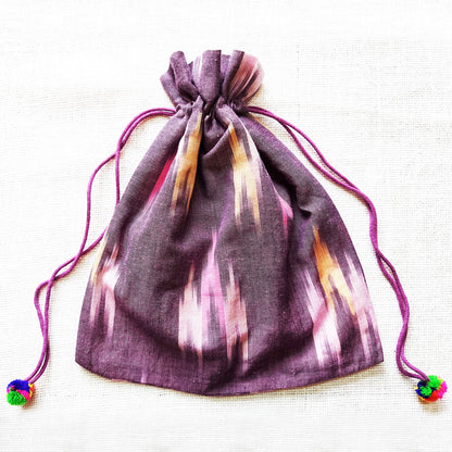 Purple Ikat Puppet Potli