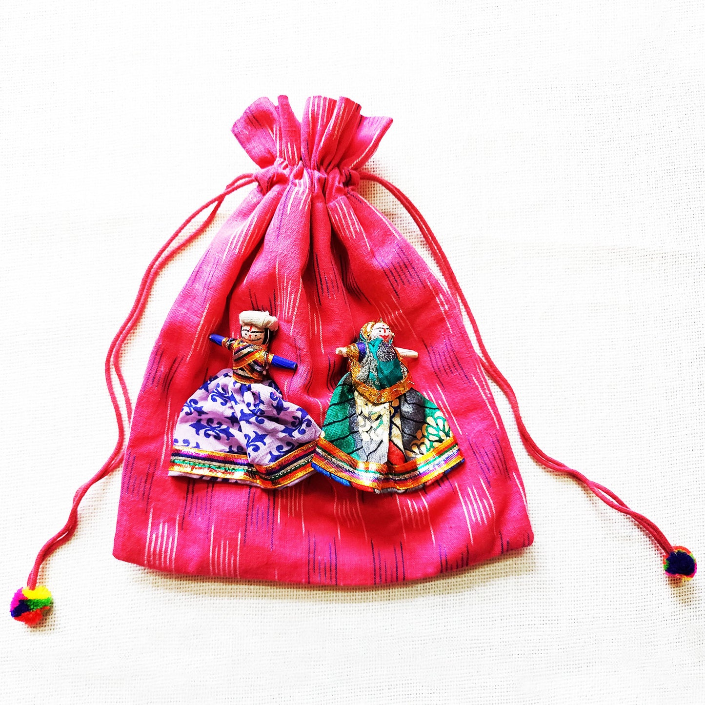 Pink Ikat Puppet Potli