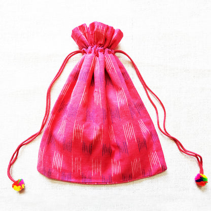 Pink Ikat Puppet Potli