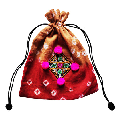 Red Kutchwork Potli