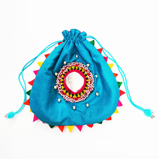 Turquoise Mirror Potli