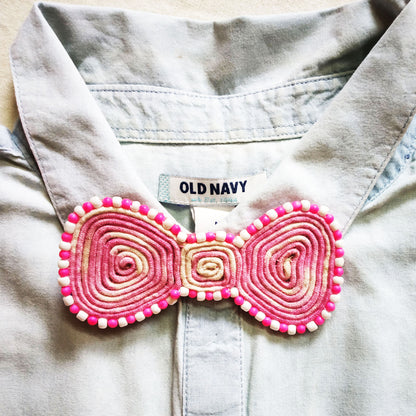 Shaded Pink Bow Brooch