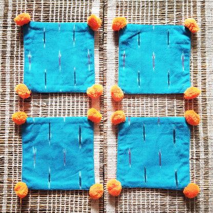 Turquoise Ikat Coaster Set of 4