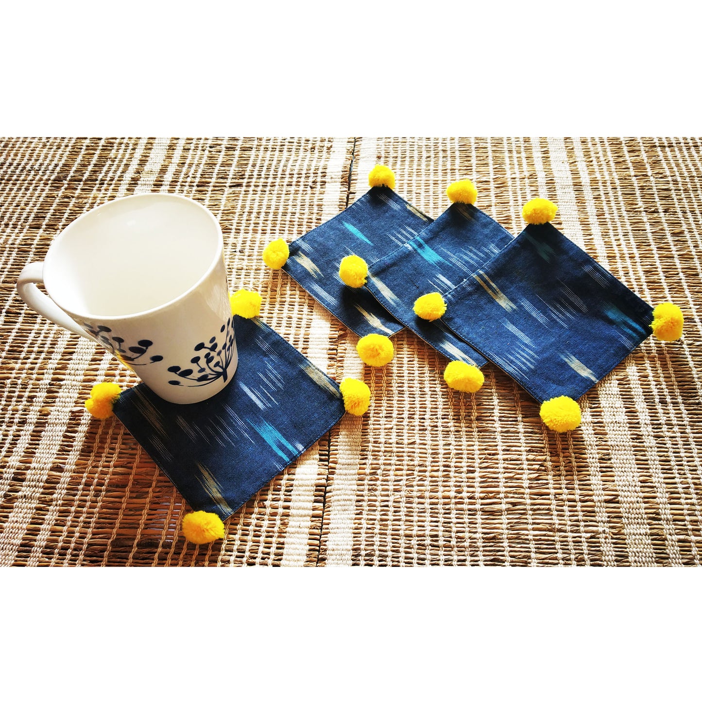 Blue Ikat Coaster Set of 4