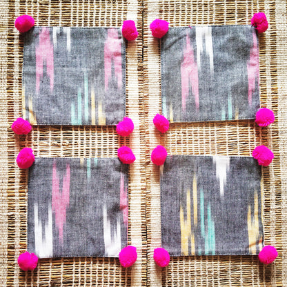 Grey Ikat Coaster Set of 4