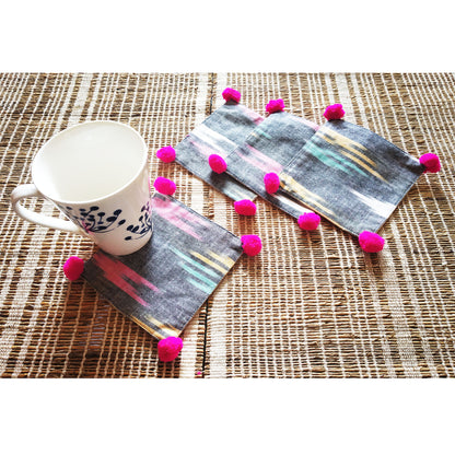 Grey Ikat Coaster Set of 4