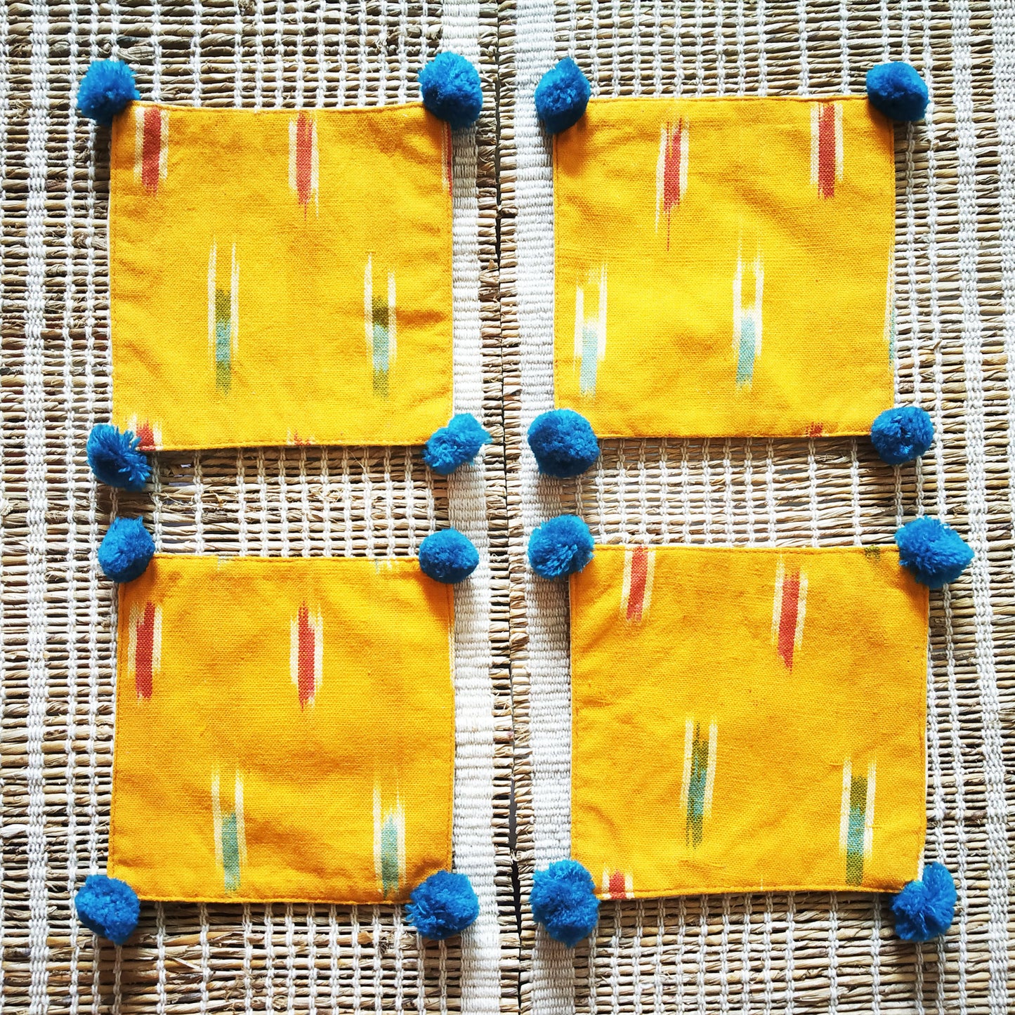 Yellow Ikat Coaster Set of 4