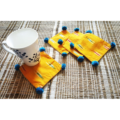 Yellow Ikat Coaster Set of 4