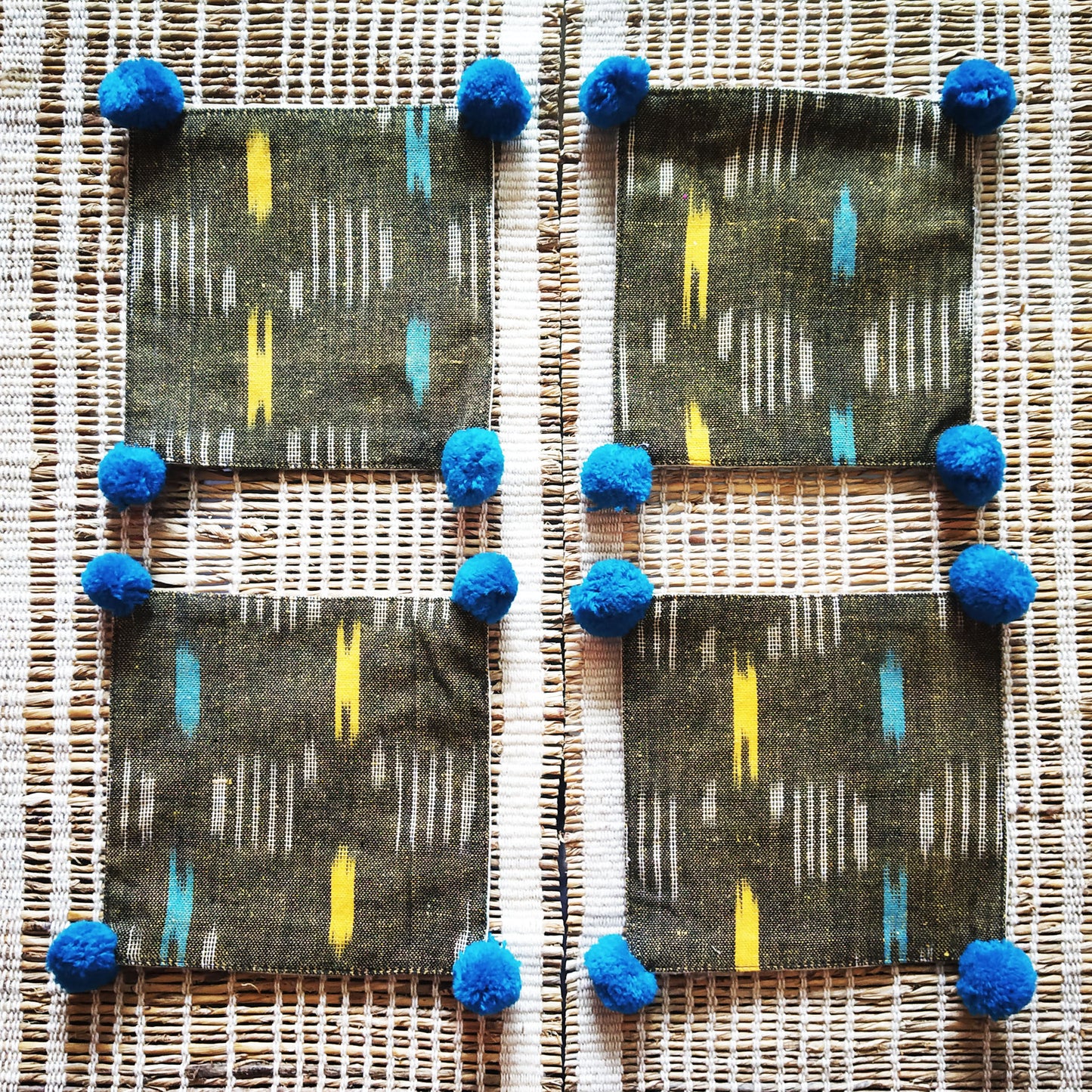 Khakhi Ikat Coaster Set of 4