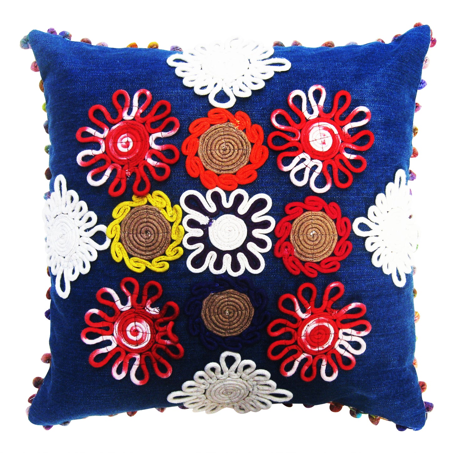 Denim Flower Cushion Cover