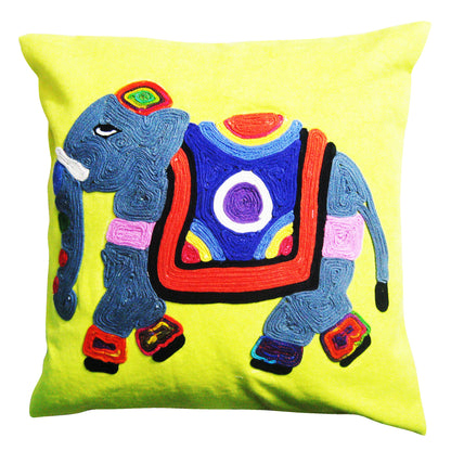 Lime Elephant Cushion Cover