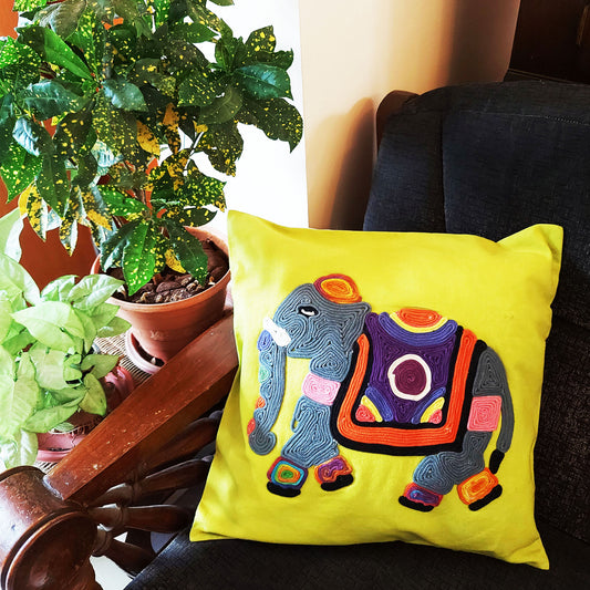 Lime Elephant Cushion Cover