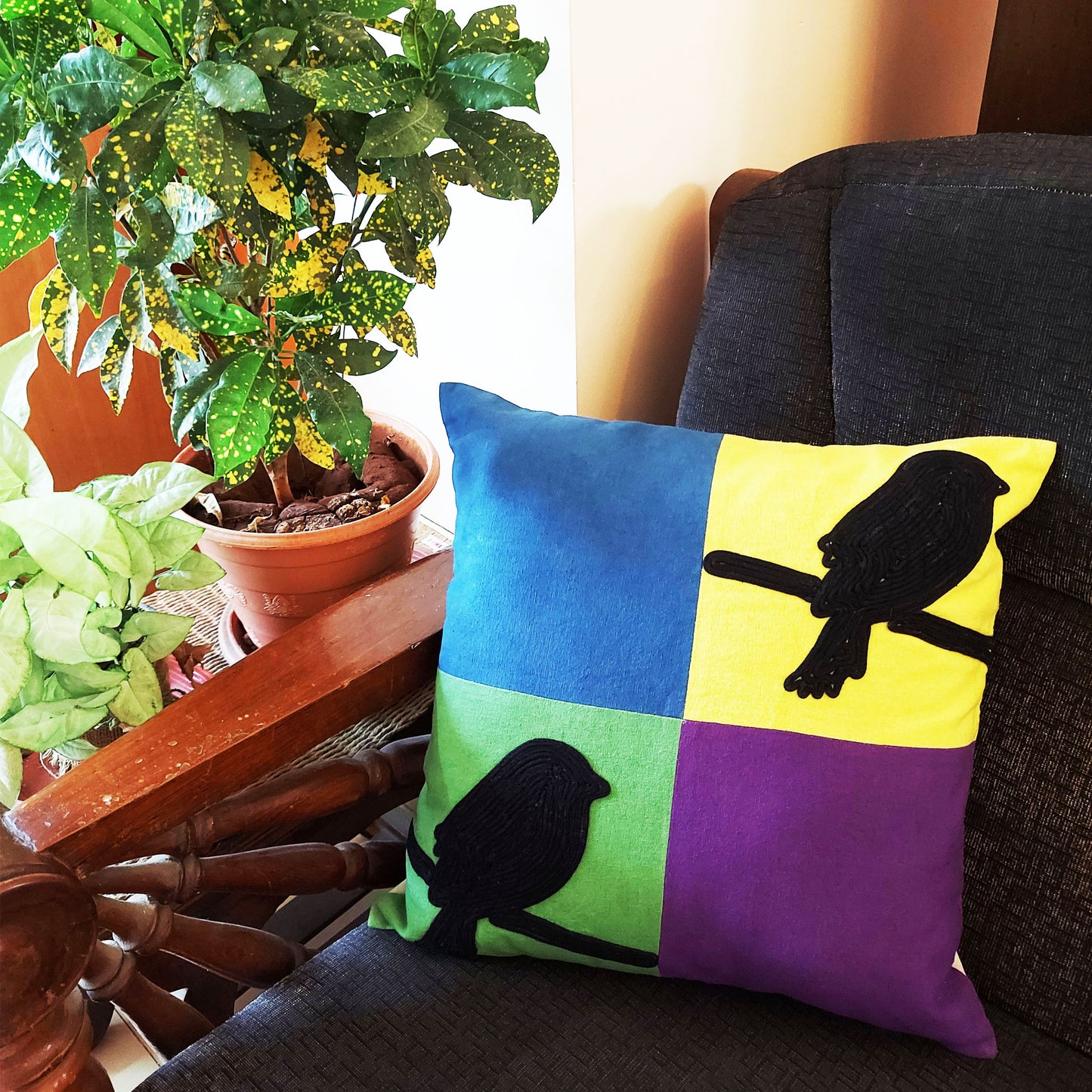 Black Bird Cushion Cover