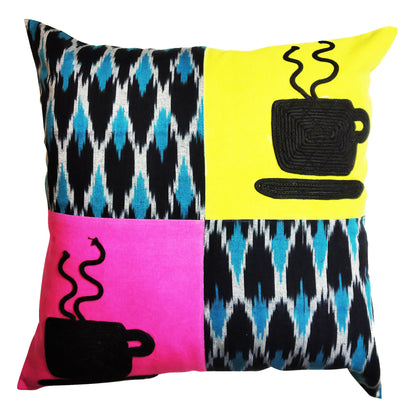 Ikat Coffee Cushion Cover