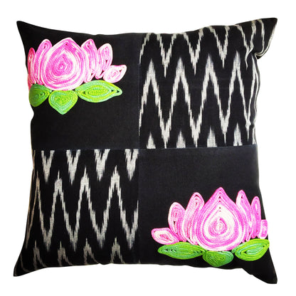 Black Lotus Cushion Cover